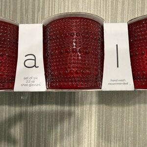 Halo Crimson Hobnail Shot Glasses - 6 Total - Original Packaging